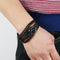 Stainless Steel Buckle Leather Alloy Black Plated 8 Word Imitation Leather Bracelet