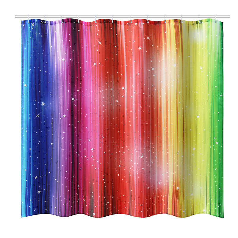 79''x71'' Rainbow Colorful Pattern Waterproof Polyester Shower Curtains with 12 Hooks