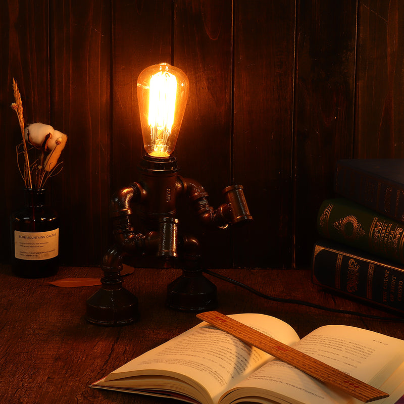 E27 Bulb Robot Lamp Light Industrial Pipe Desk Table Lamp Lighting Home Decoration
