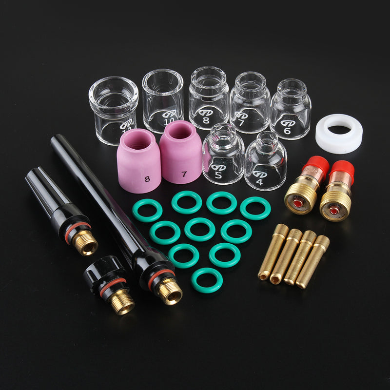 29Pcs TIG Welding Accessories Torch Stubby Gas Slot Glass Cup for WP-17/18/26