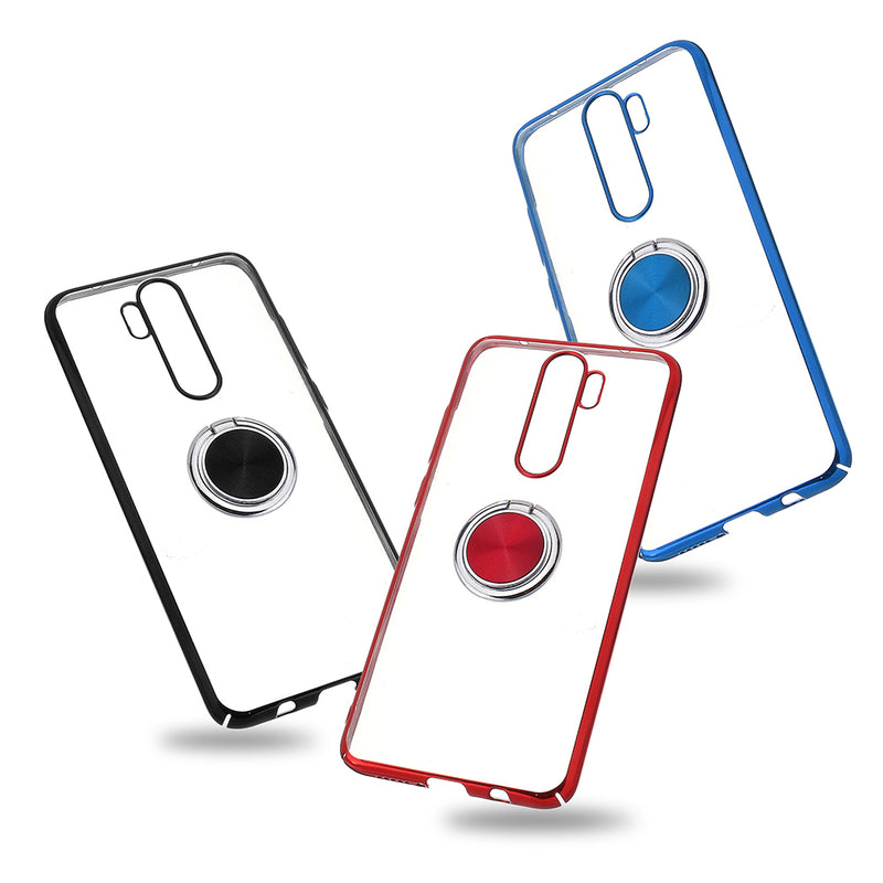 Bakeey Plating Transparent Ultra-thin with Finger Ring Holder Shockproof PC Protective Case for Xiaomi Redmi Note 8 Pro