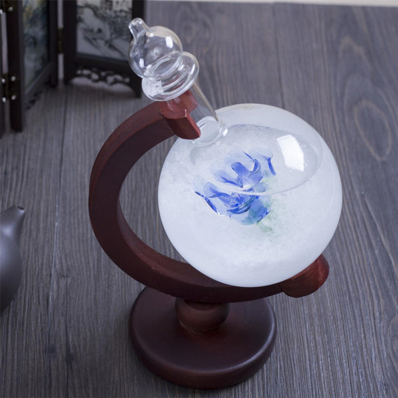 Weather Forecast Rose Crystal Globe Wooden Base Storm Glass Home Decorations Gift
