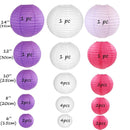 30PCS Per Set 6"-14" Purple White Rose Paper Lantern Chinese Round Lamp Cover Wedding Hanging Decor