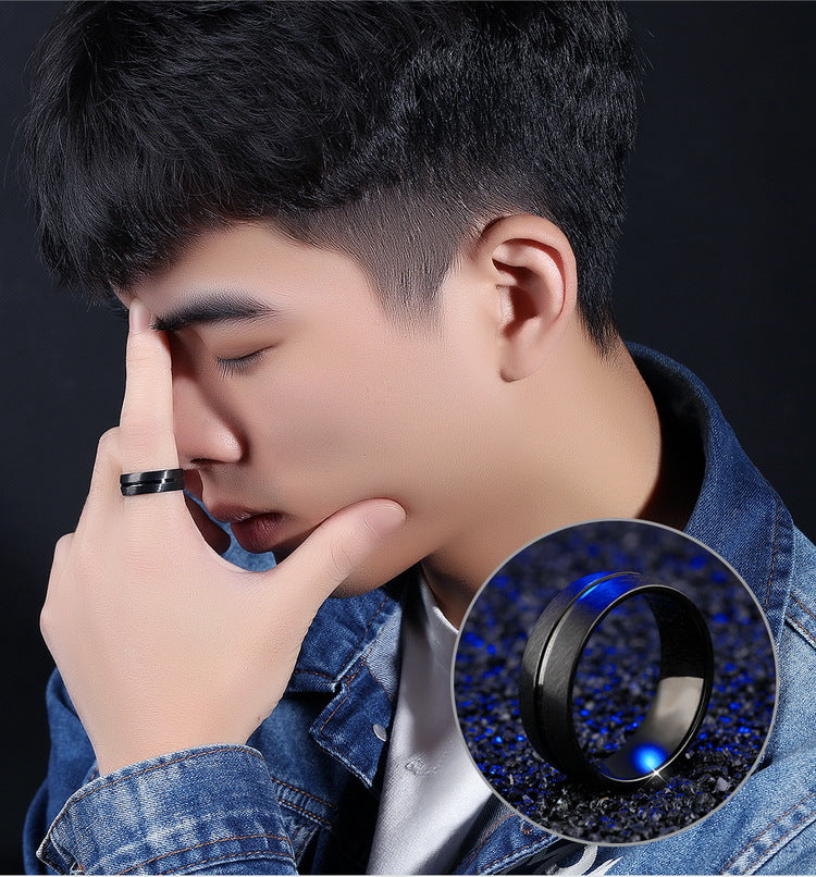 8mm Black Stainless Steel Men Ring Jewelry Clothing Accessories