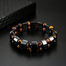 Simple Style Black Magnet Stone Chain Tiger's Eye Beads Health Care Bracelet for Men Women