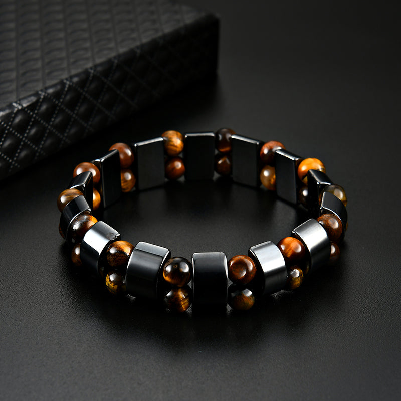 Simple Style Black Magnet Stone Chain Tiger's Eye Beads Health Care Bracelet for Men Women