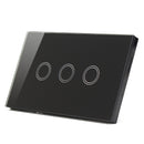 AC 110V-240V 120-type 1 Way 3 Gang Crystal Glass Remote Panel Touch LED Light Sensor Switch