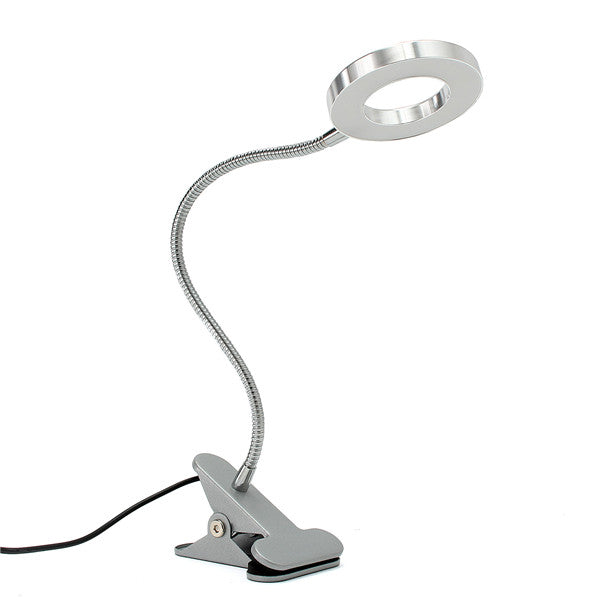 USB Flexible Clip-On LED Bedside Desk Reading Light White/Warm White Portable Make Up Night Lamp