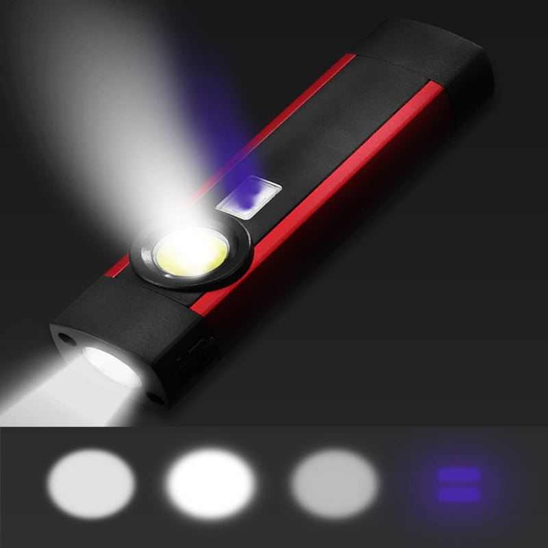Skywolfeye Portable LED+COB+UV 500Lumens 4Modes USB Rechargeable Work Light Outdoor Multifunctional Waterproof Maintenance Lamp Flashlight with Magnets
