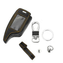 4 Buttons Two Way Car Alarm System Leather Car Key Case Bag For Magicar 5/6 LCD