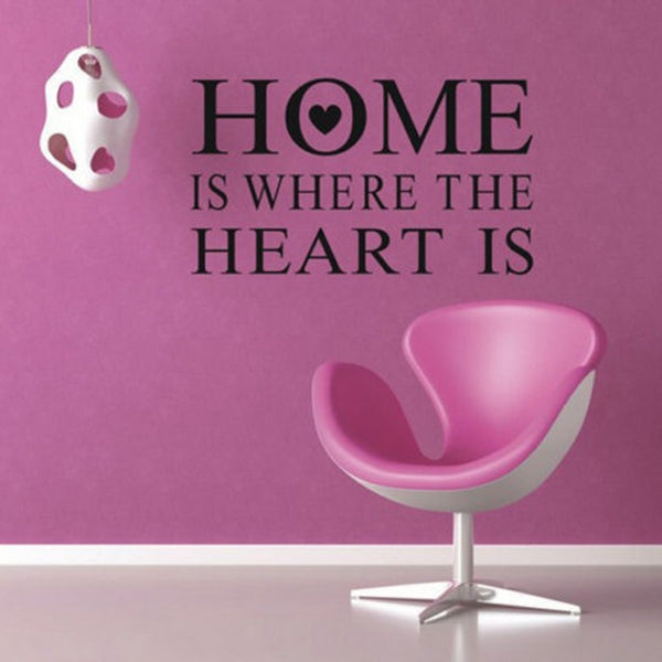 Home Is Where Heart Is Quote Wall Stickers PVC Removable ZY8123