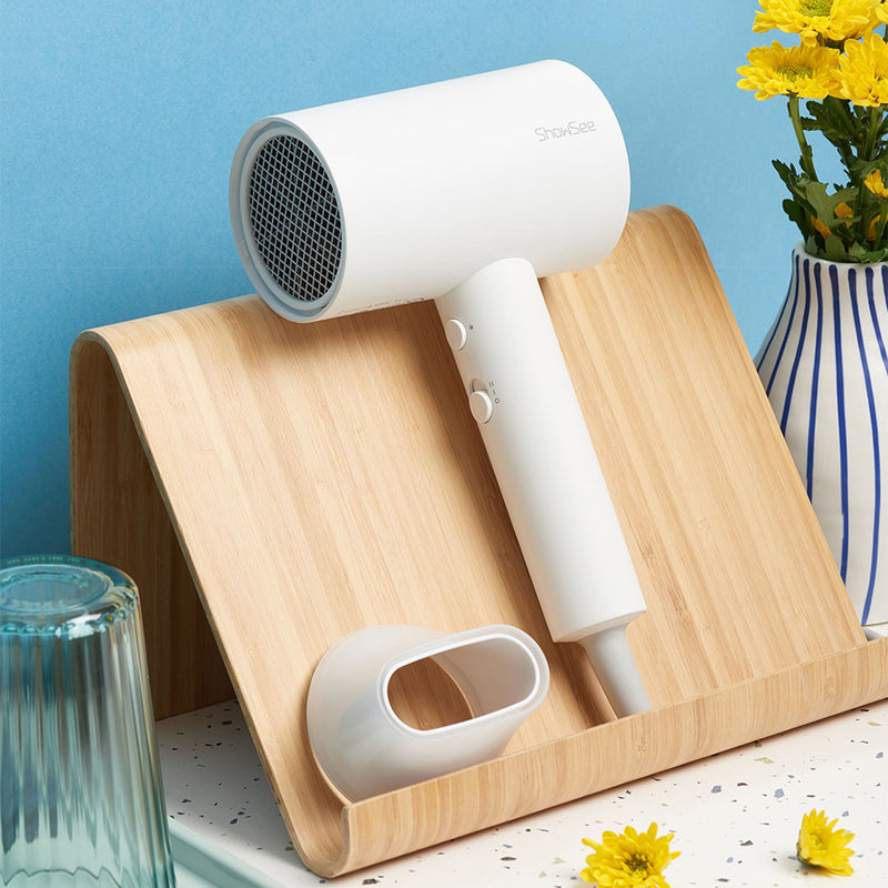 ShowSee A1-W Electric Anion Hair Dryer Negative Ion Hair Care Blower 1800W EHD Constant Temperature Hot/Cold Wind Switch 360 Rotated Tuyere