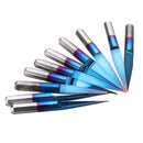 Drillpro 10pcs 0.1/0.2/0.3/0.4mm 10 Degree Flat Bottom PCB Engraving Bit Blue NANO Coated Carbide CNC Router Tool