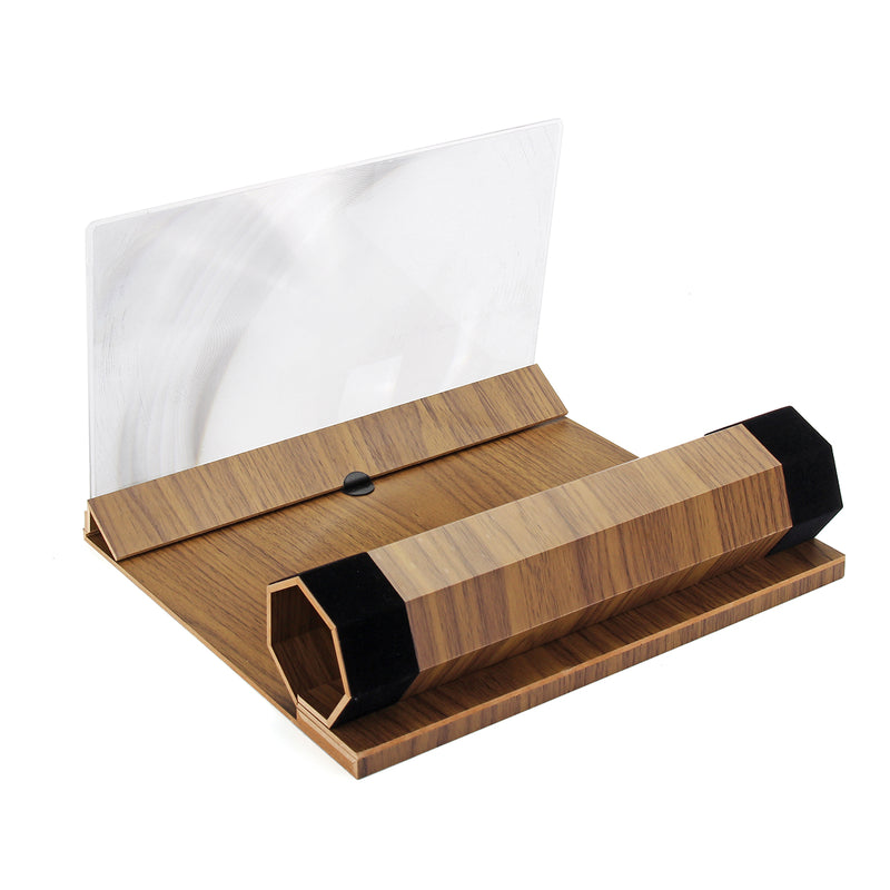 12" 3D HD Rollable Wood Phone Screen Magnifier Video Movie Amplifier For Smart Phone