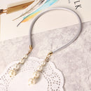 Sweet Hair Band Elegant Pearl Pendant Gemstone Fake Earrings Headbrand Hair Accessories for Women