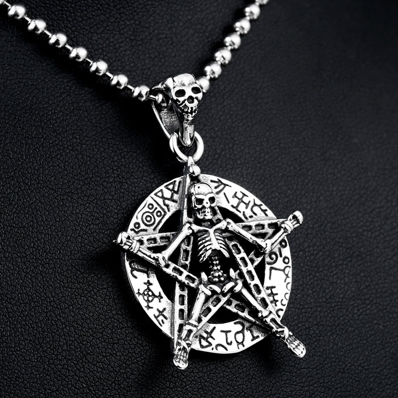 Men Punk Skull Stainless Steel Star Pendant Chain Ball Necklace Selection Jewelry