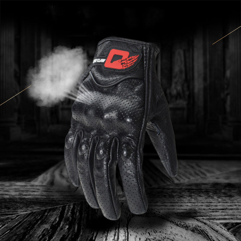 GHOST RACING Motocross Racing Leather Gloves Motorcycle Protective Gear Goatskin Touchscreen Men Women