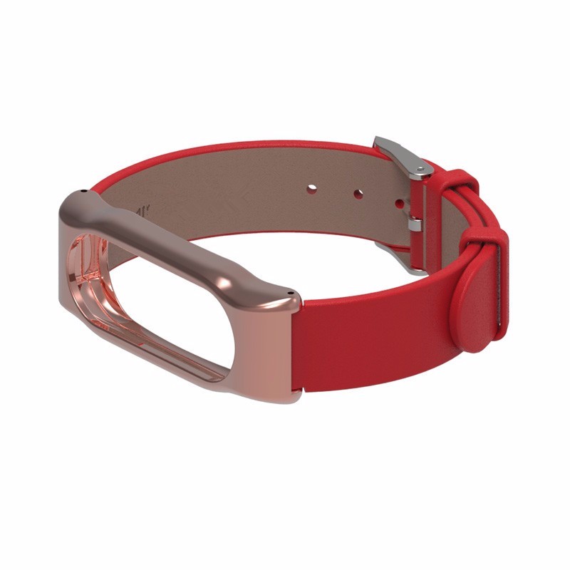 Mijobs Leather Bracelet Replacement for Xiaomi MiBand 2 Wrist Strap Smartband