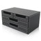 3-layer 4-drawer Wood Leather Desk Set Filing Cabinet Storage Box Office Desktop Organizer File Drawer Document Container