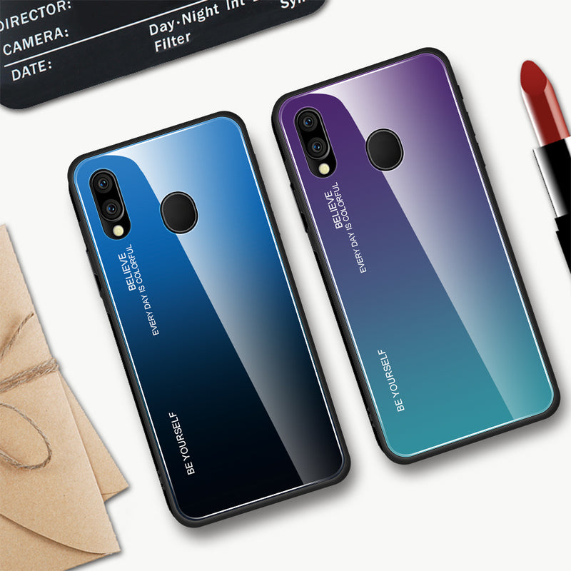 Bakeey Gradient Tempered Glass Protective Case For Samsung Galaxy M20 2019 Scratch Resistant Back Cover