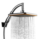 Mrosaa 9 Inch Top Rain Shower Head Square 360 Rotatable Pressurized Top Spray + Conversion rods + Hose + Shower Holder