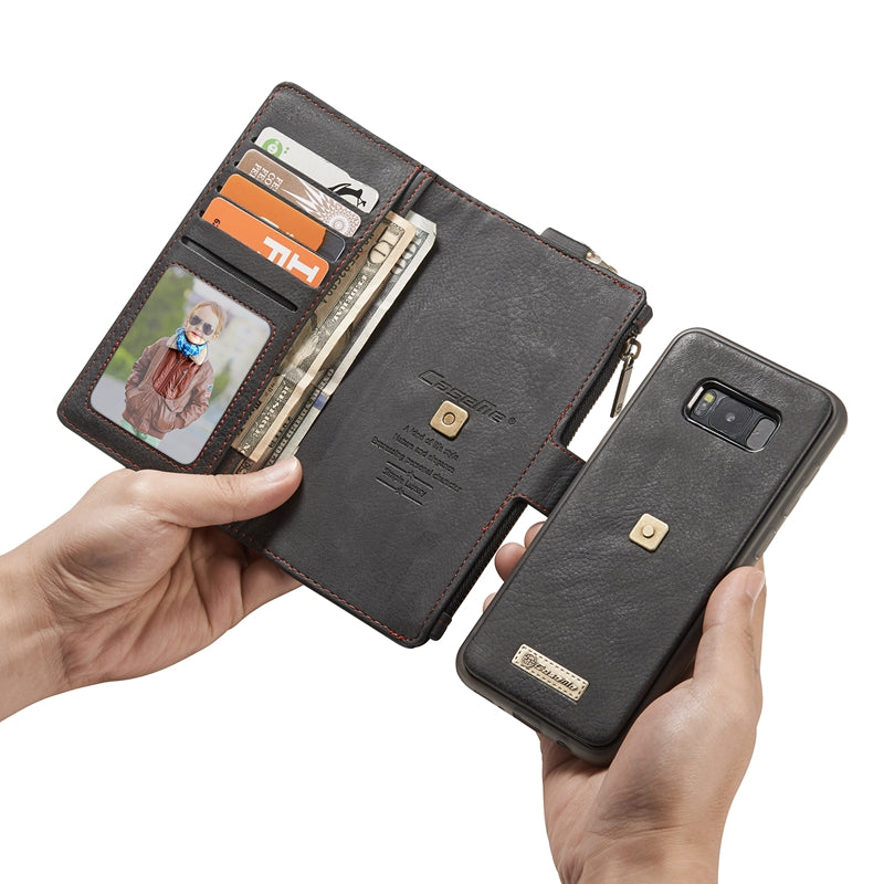 CaseMe PU Leather Multifunctional Detachable Zipper Wallet Hook Case For Samsung Galaxy S8