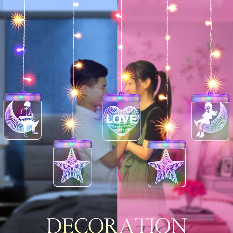 LED USB Remote Control Luminous Letter Fairy String Light Curtain Windows Christmas Garland Hanging Wall Lamp