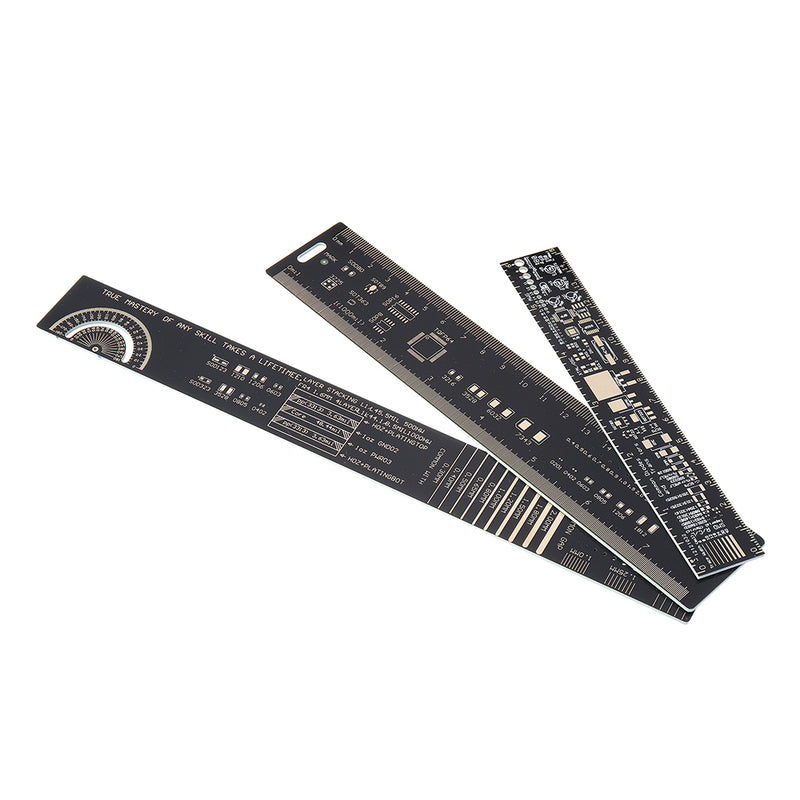 1Set 15cm 20cm 25cm Multifunctional PCB Ruler Measuring Tool Resistor Capacitor Chip IC SMD Diode Transistor Package 180 Degrees