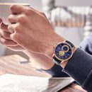 NAVIFORCE 3005 Working Little Dials Quartz Watches Leather Strap Men Wrist Watch