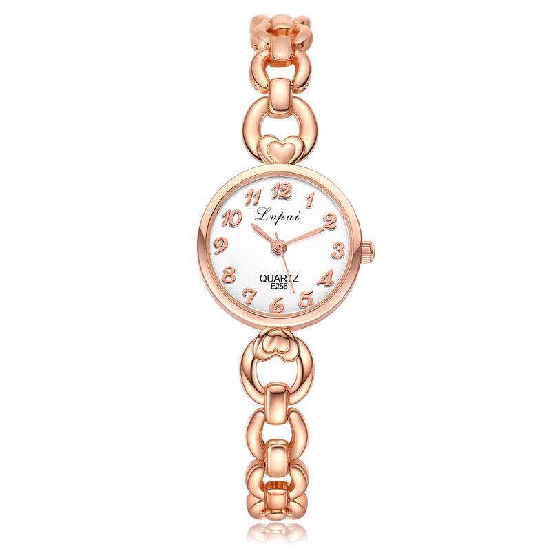 LVPAI Rhinestone Elegant Design Women Bracelet Watch Stainless Steel Quartz Watch