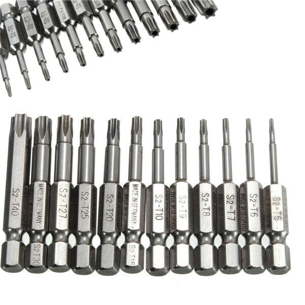 12pcs 1/4 Inch 50mm T5-T40 Magnetic Torx Screwdriver Bits Set