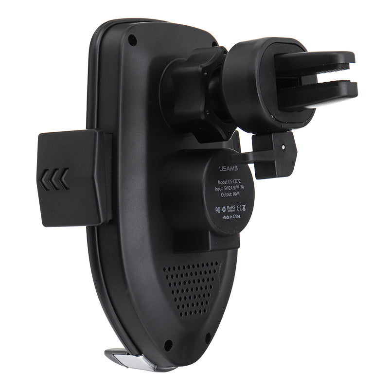 USAMS Intelligent Automatical Lock 10W Qi Wireless Fast Charge Car Mount Air Vent Holder for Mobile Phone