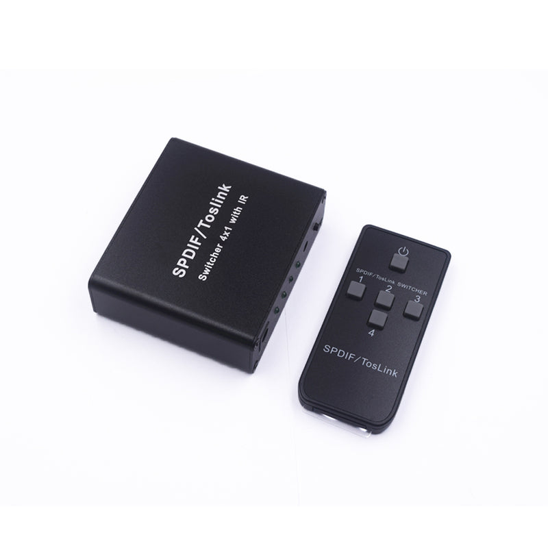 4 In 1 Out SPDIF/TosLink Digital Fiber Audio Switcher With The IR Infrared For Video