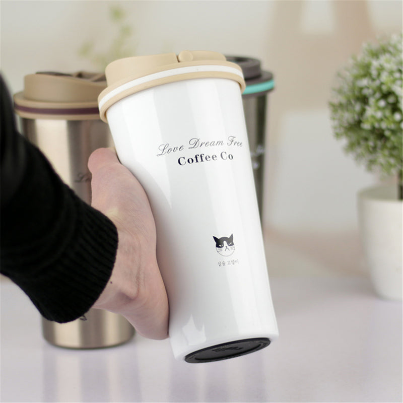 500ML Stainless Steel Leakproof Insulated Thermal Portable Car Travel Coffee Mug Cup