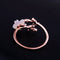 Trendy Delicate Zirconia Crystal Ring Leaf Shell Flower Rose Gold Open-end Rings for Women Girl