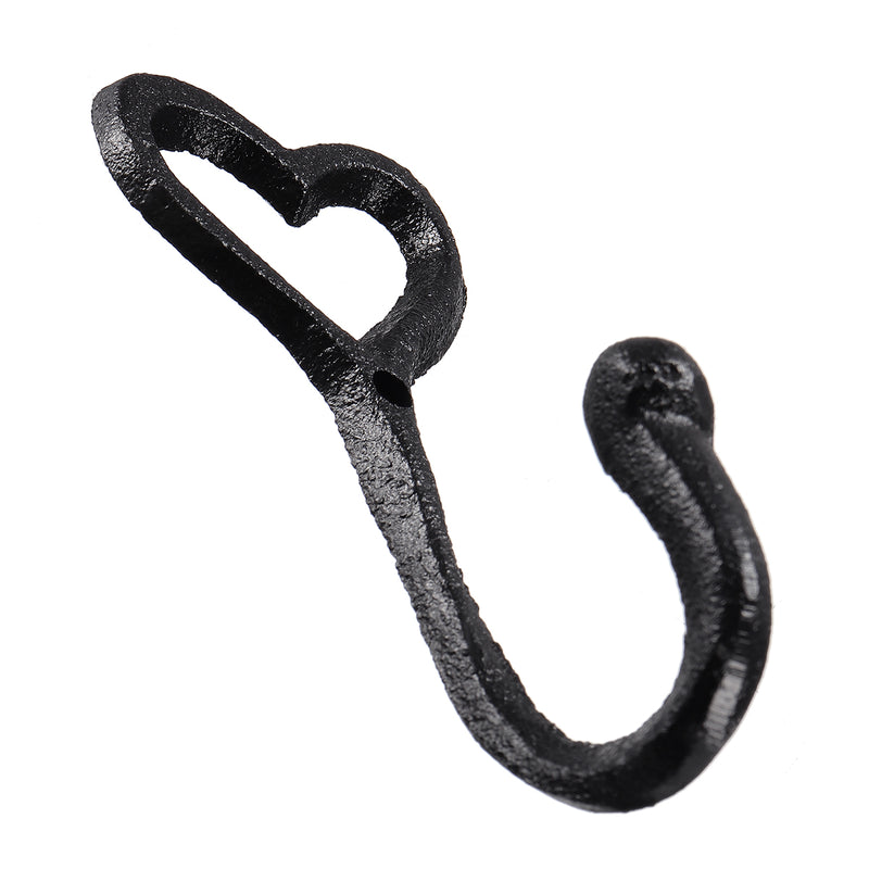 Black Loveheart Cast Iron Key Coat Hook Wall Mounted Heart Hanger Home Decor