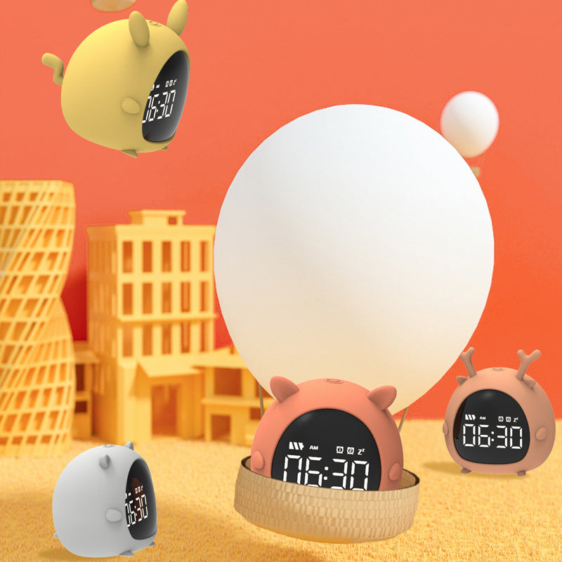 Little Elf Alarm Clock Digital LED Table Alarm Clock Snooze Countdown Rechargeable Cartoon Clock