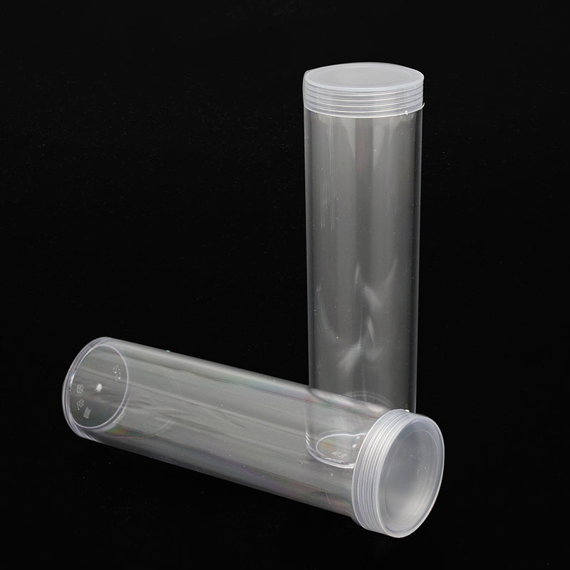 10Pcs/Set 25mm Round Clear Plastic Coin Tube Coin Holder Container for Quarter Dollar Storage Tube Screw