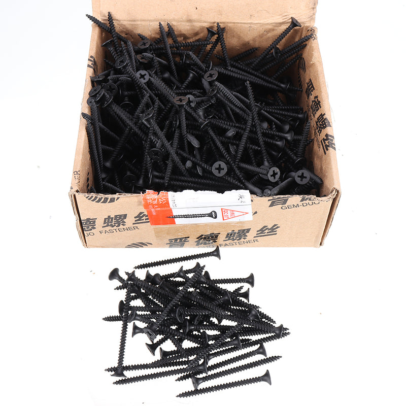 Suleve M3.5CP3 350Pcs M3.5 Cross Black Recessed Flat Head Self Tapping Ash Phosphorus Drywall Metric Threaded Wood Screw Nail Bolt