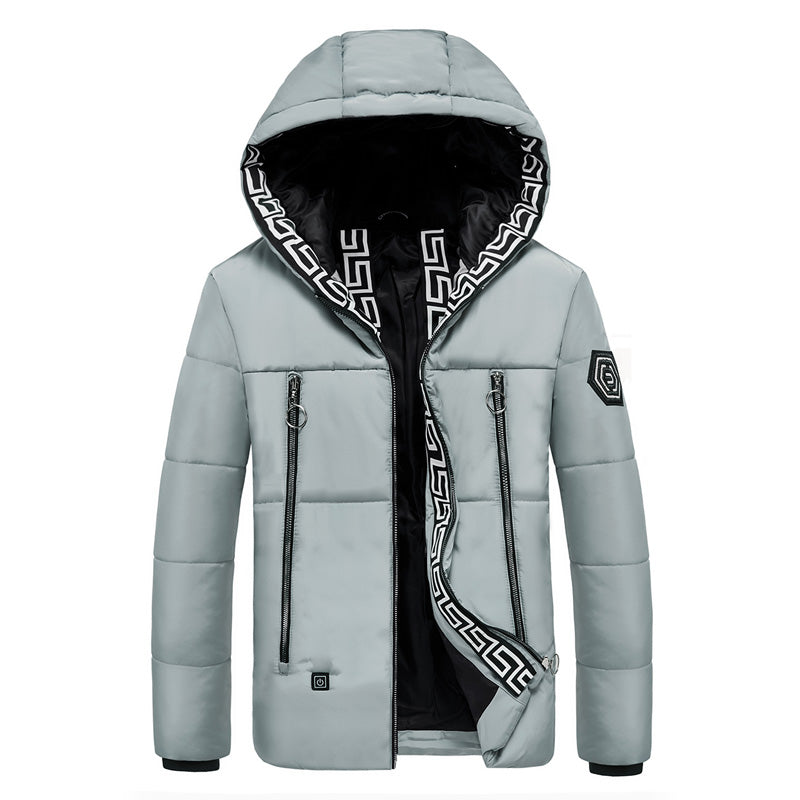 Electric Heating USB Back Intelligent Winter Hooded Heated Coats Jacket Temperature Control