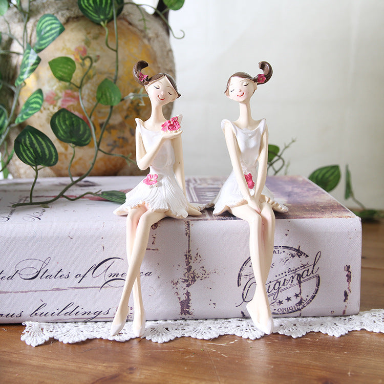 2pcs/set Beautiful Girl & Angel Creative Resin Doll Ornaments Fairy Statue Wedding Home Decorations