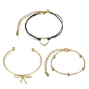 3Pcs Designer Bracelet Sets Bowknot Heart Gold Charming Chain Bracelets for Women