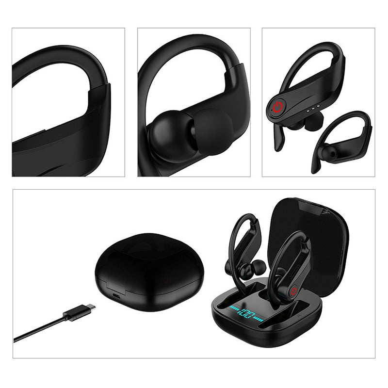 Q62 TWS bluetooth 5.0 Wireless Stereo Hanging Earphone Three Power Display Volume Control Sports Headphones for Xiaomi