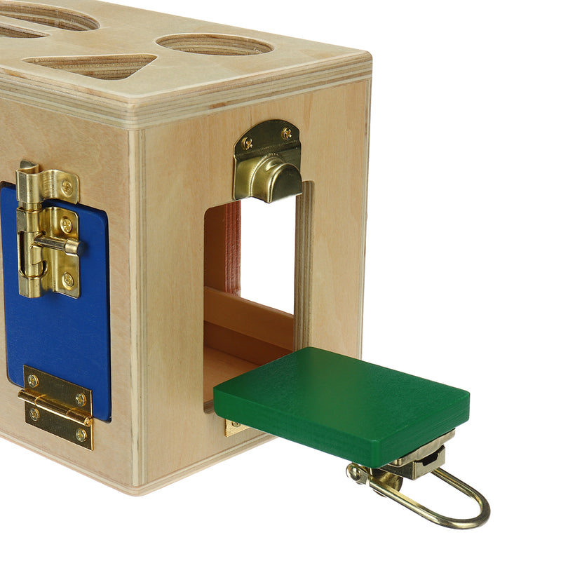 Children Wooden Little Lock Door Latch Box Case Kid's Early Educational Toys