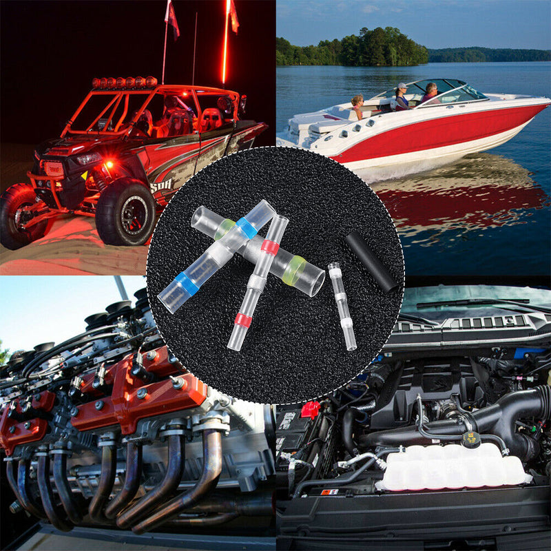 50Pcs Heat Shrink Tube Soldering Sleeve Butt Wire Connectors Terminal Kit