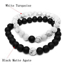 2 Pcs White Turquoise Handmade Energy Beaded Bracelet Couple Chain for Men Women