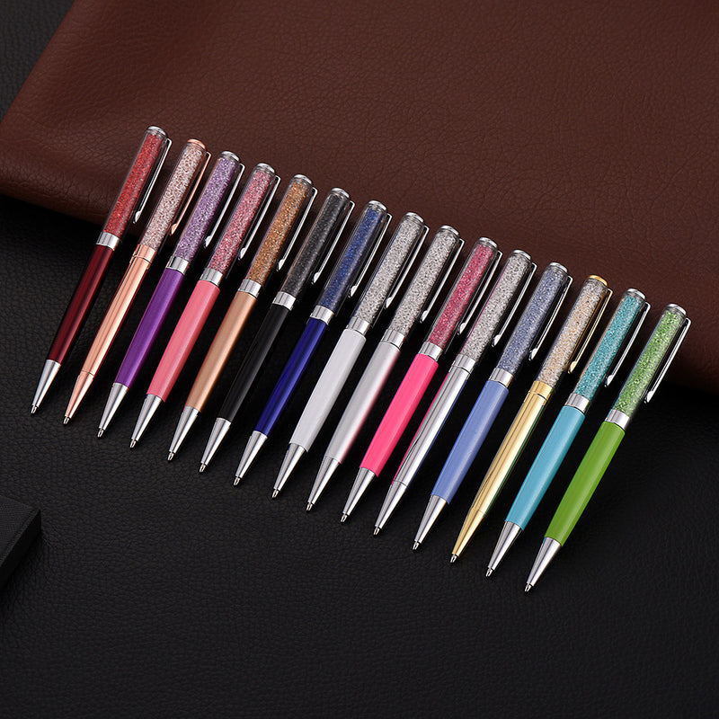 ZKE4723 1 Piece Metal 1.0mm Diamond Ballpoint Pen Crystal Smooth Writing Pens for Office School Supplies