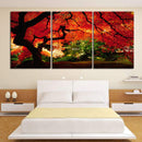 Miico Hand Painted Three Combination Decorative Paintings Maple Tree Wall Art For Home Decoration