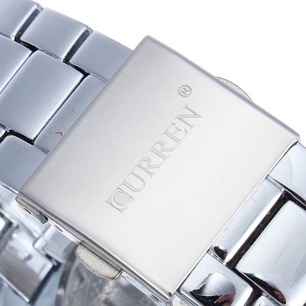 CURREN 8110 Silver Black Date Sport Stainless Steel Strap Men Wrist Watch