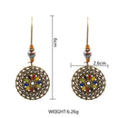 Ethnic Geometric Flower Ear Drop Earring Vintage Gold Dangle Earrings for Women